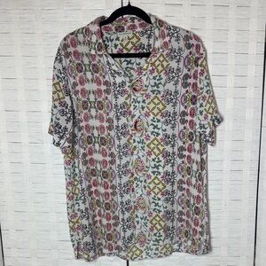 Earthbound Bohemian Unisex Multicolored Floral Print Size Medium Button Up Shirt